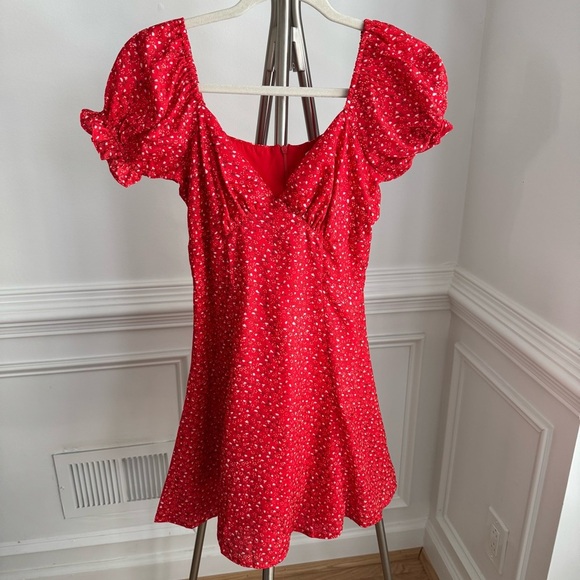 Princess Polly Baily Floral Red Mini Dress Size 2 - Picture 4 of 8